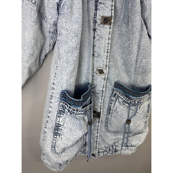Vintage East West Jacket Womens Small Blue Denim Acid Wash Quilted Pockets‎ 90s - Picture 5 of 16